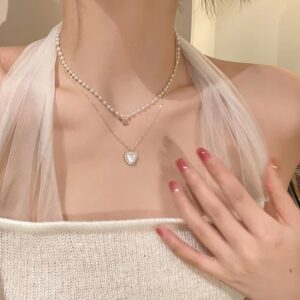 Heart Necklace Layered Pendant