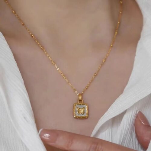 Antitarnish Square Butterfly Pendant for Women and Girls - Image 2