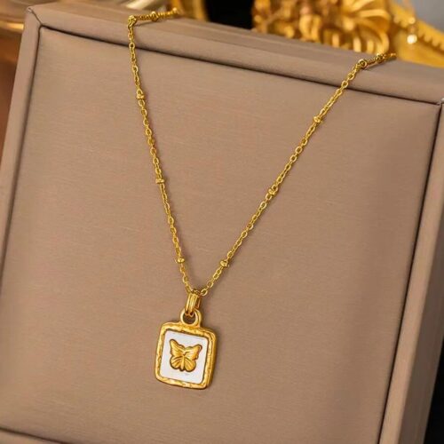 Antitarnish Square Butterfly Pendant for Women and Girls - Image 3