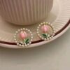 Korean Beautiful Pink Louts Flower Earring