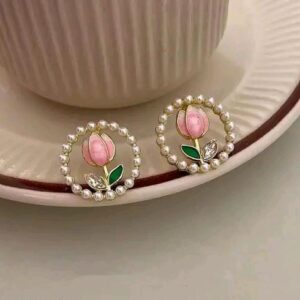 Korean Beautiful Pink Louts Flower Earring