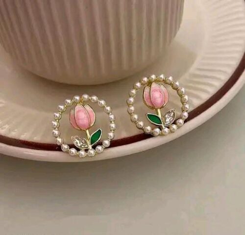 Korean Beautiful Pink Louts Flower Earring