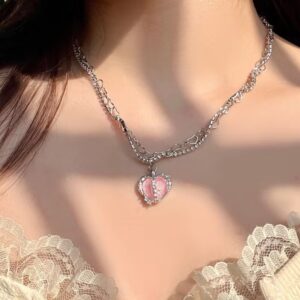 Peach Colour Love Heart Pendant