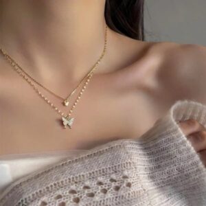 double butterfly silver chain