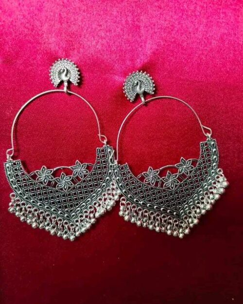 Oxidised Silver long Earrings set