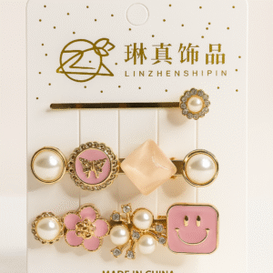 🌸 3-Piece Cute & Stylish Hair Clip Set for Girls 💖 | Trendy Pink & Pearl Combo