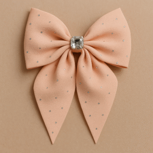 🌟 Elegant Blush Pink Designer Hair Bow – Crystal Studded 🌟