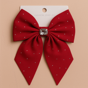 🌟 Elegant Red Bow Hair Clip with Rhinestone Detailing 🌟