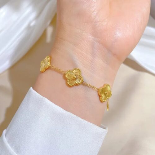 Gold Four Leaf Lucky Clover Bracelet 💛 - Image 2