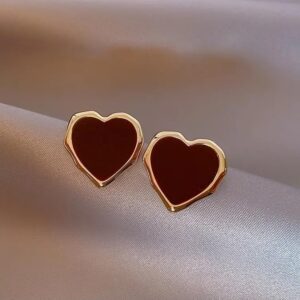 Maroon Heart Studs