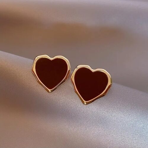 Maroon Heart Studs