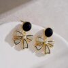 Korean Style Black Bow Earrings