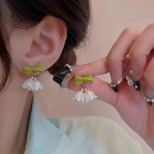 Cute Bow & Lily Drop Studs - Image 3