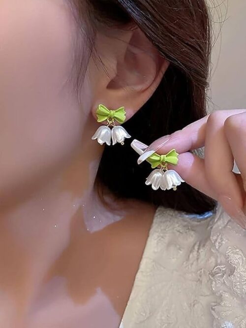 Cute Bow & Lily Drop Studs - Image 4